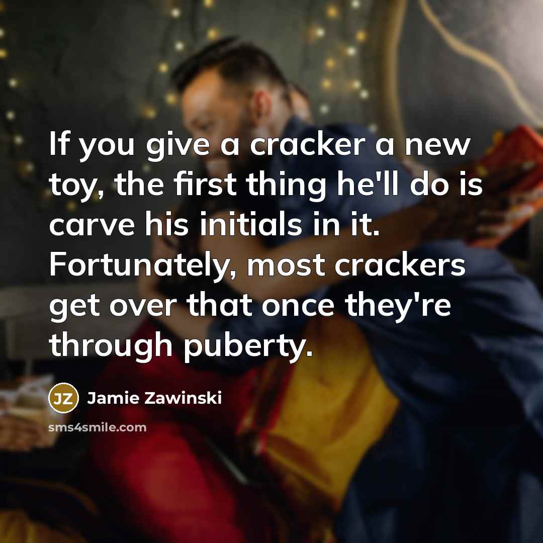 “If you give a cracker a new toy, the first…” quote by Jamie Zawinski