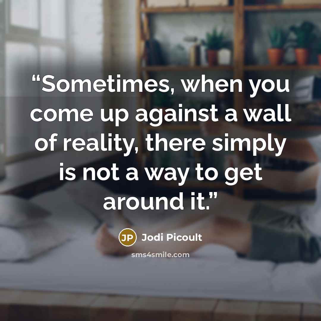 “Sometimes, when you come up against a wall of reality, there simply is not a way to get around it.” quote by Jodi Picoult