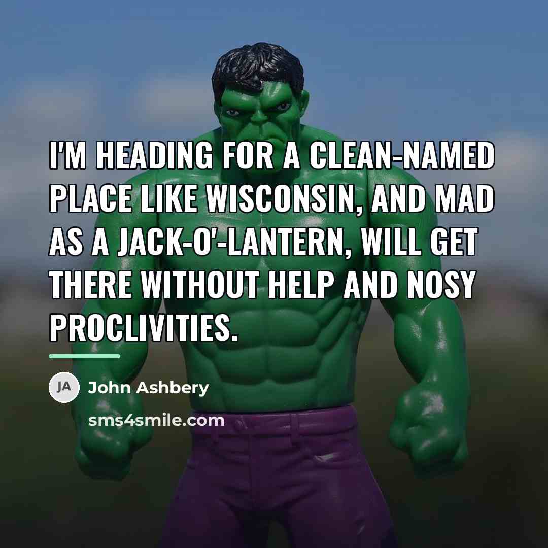 “I'm heading for a clean-named place like Wisconsin, and mad…” quote by John Ashbery