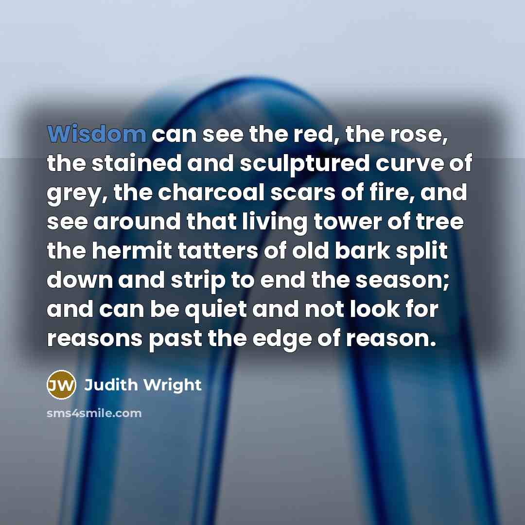 “Wisdom can see the red, the rose, the stained and…” quote by Judith Wright
