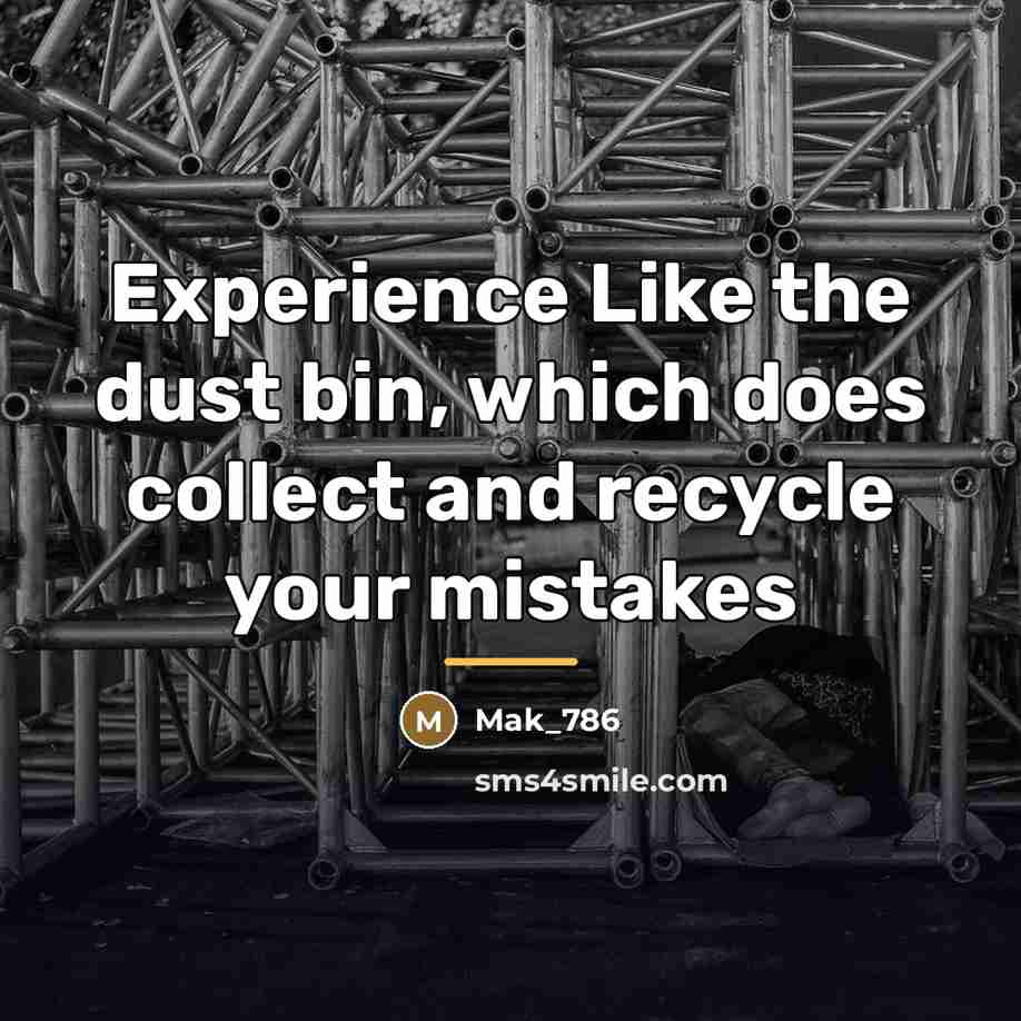 “Experience Like the dust bin, which does collect and recycle…” quote by Mak_786