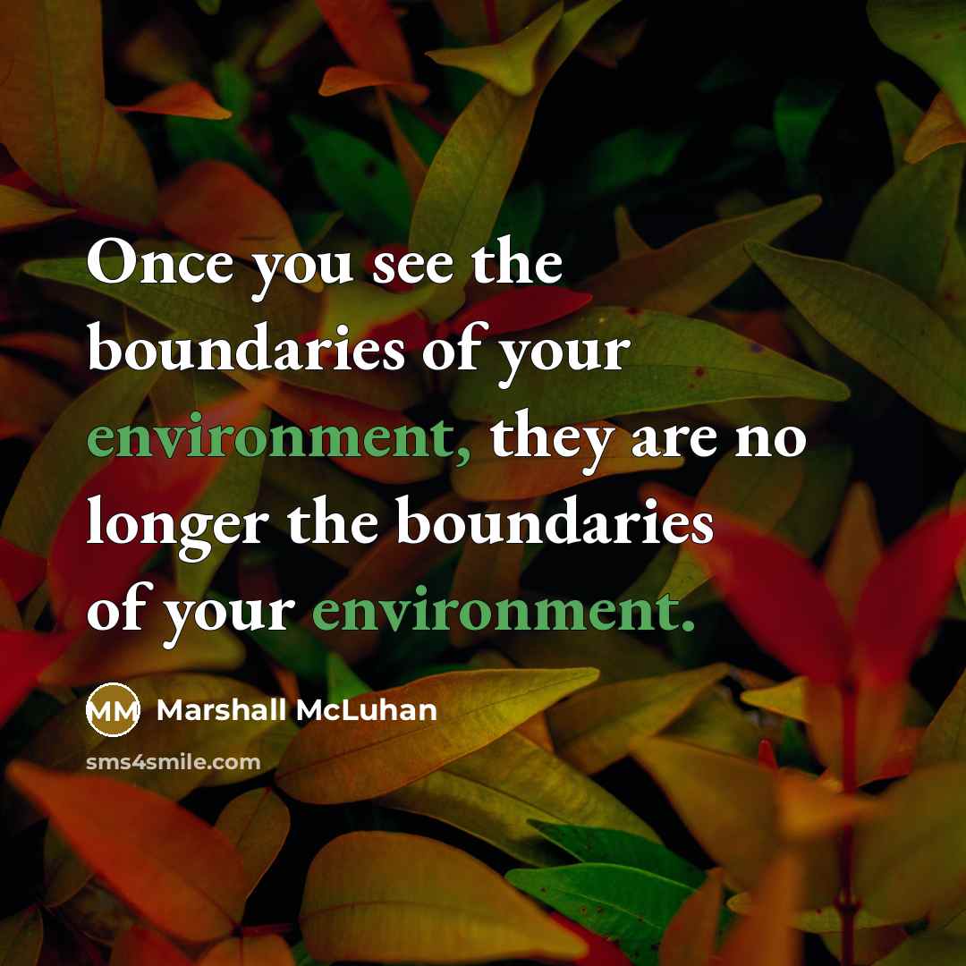 “Once you see the boundaries of your environment, they are…” quote by Marshall McLuhan