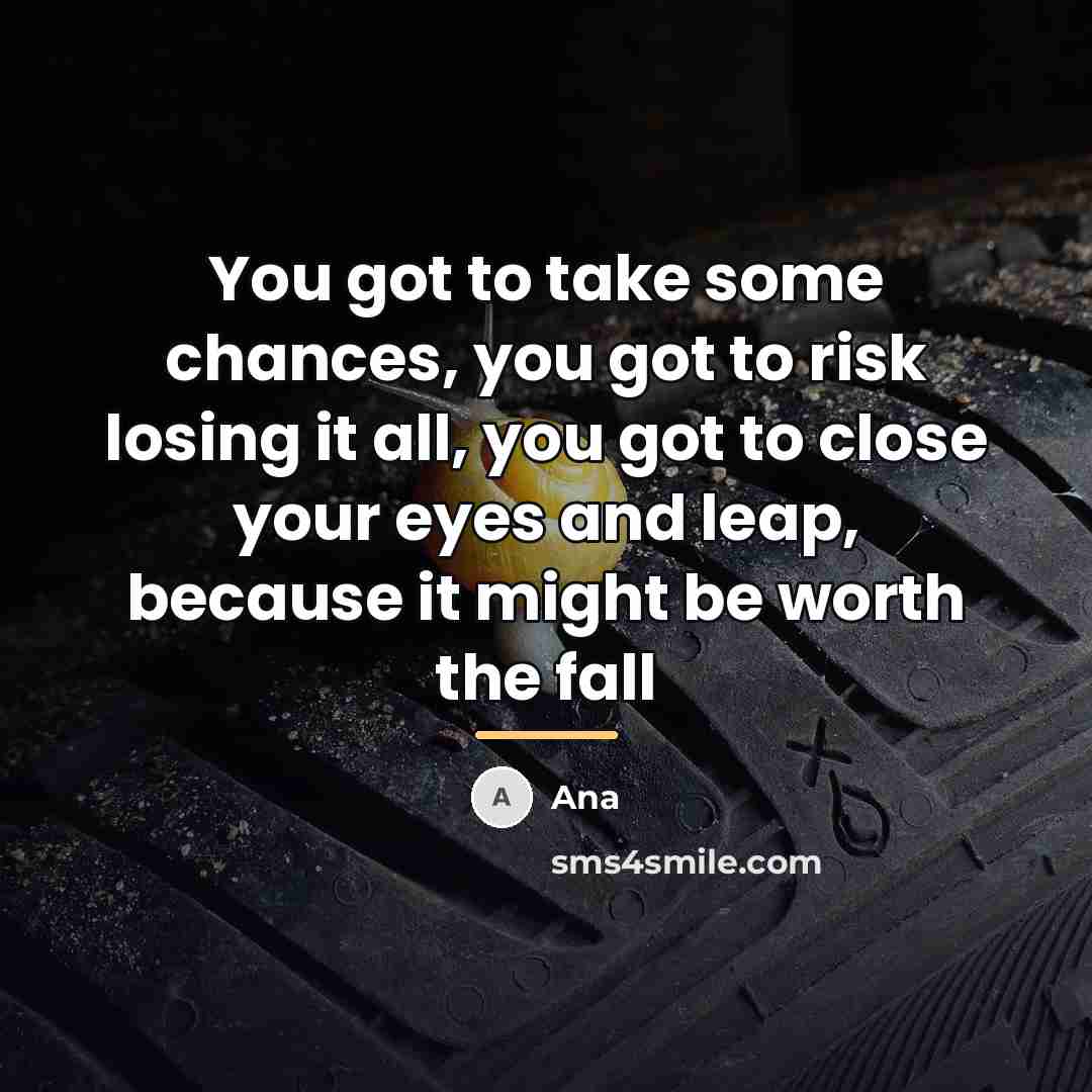 “You got to take some chances, you got to risk…” quote by Ana