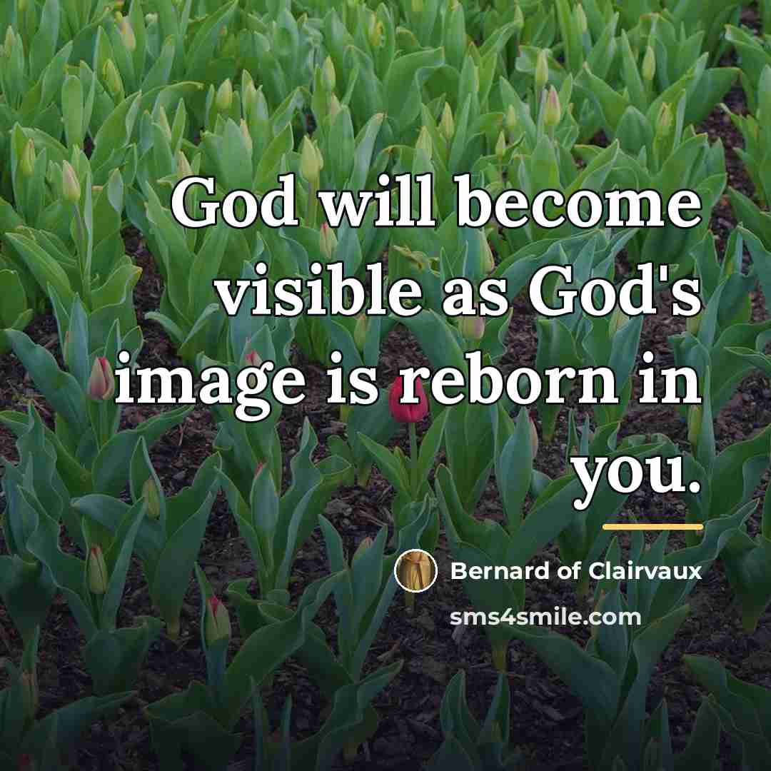 “God will become visible as God's image is reborn in…” quote by Bernard of Clairvaux