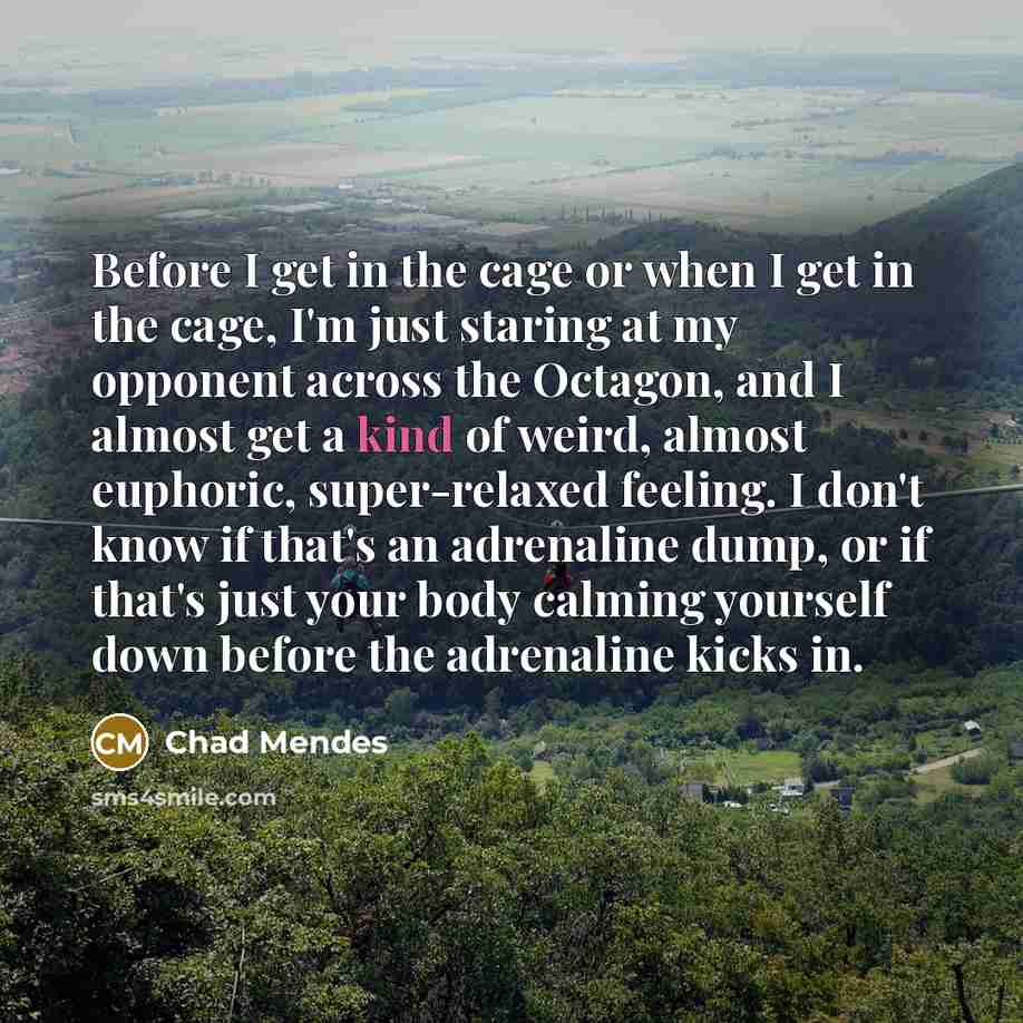 “Before I get in the cage or when I get…” quote by Chad Mendes