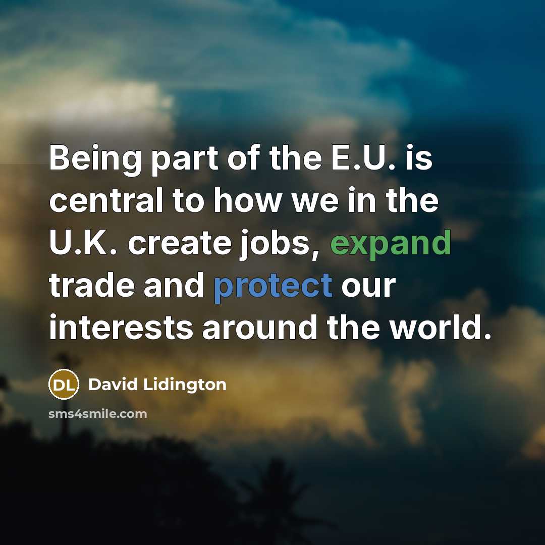 “Being part of the E.U. is central to how we…” quote by David Lidington
