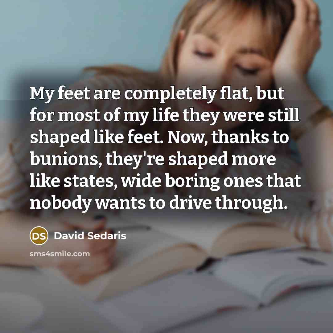 “My feet are completely flat, but for most of my…” quote by David Sedaris