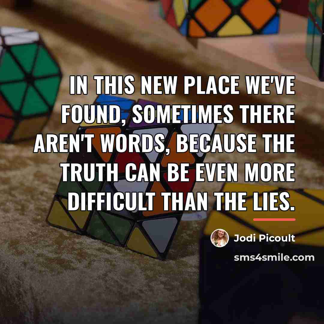 “In this new place we've found, sometimes there aren't words,…” quote by Jodi Picoult