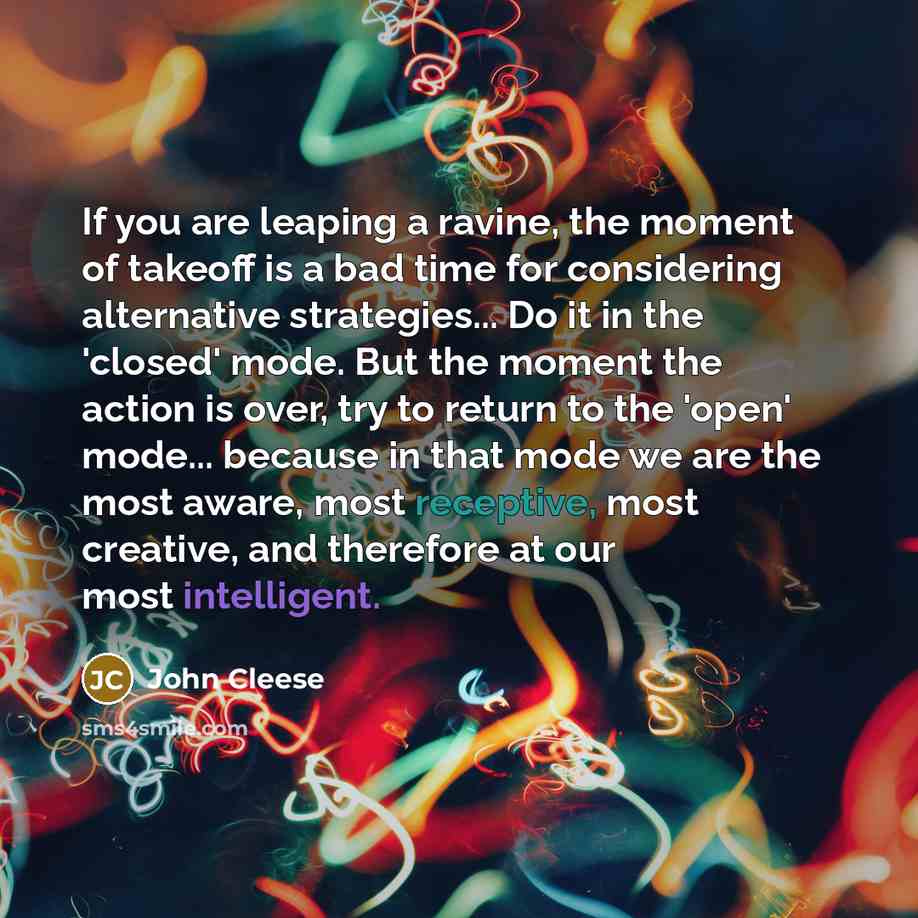“If you are leaping a ravine, the moment of takeoff…” quote by John Cleese