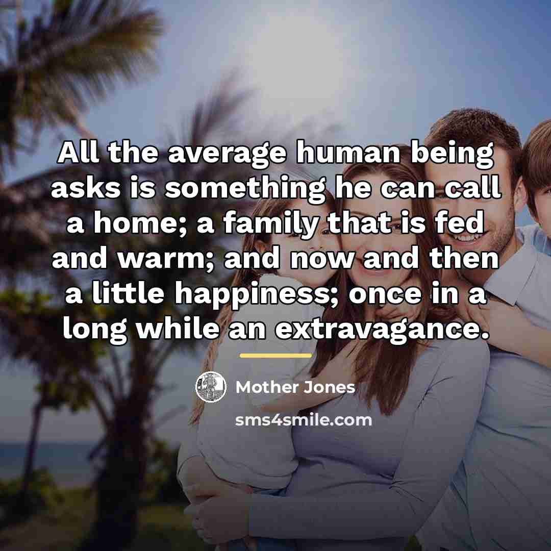 “All the average human being asks is something he can…” quote by Mother Jones