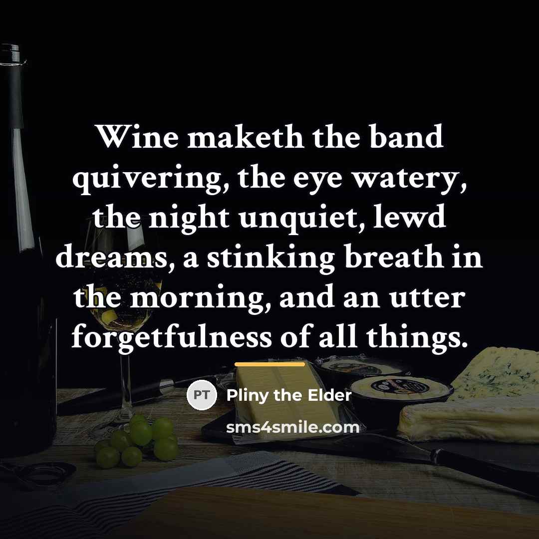 “Wine maketh the band quivering, the eye watery, the night…” quote by Pliny the Elder