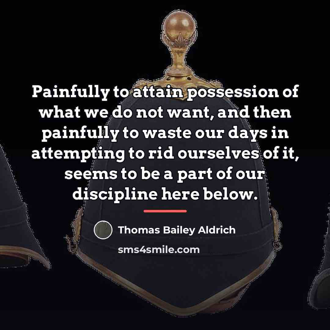 “Painfully to attain possession of what we do not want,…” quote by Thomas Bailey Aldrich