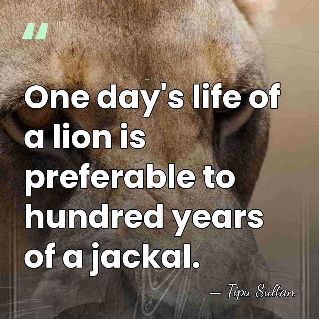 One day's life of a lion is preferable to hundred years of&hellip; - Tipu Sultan