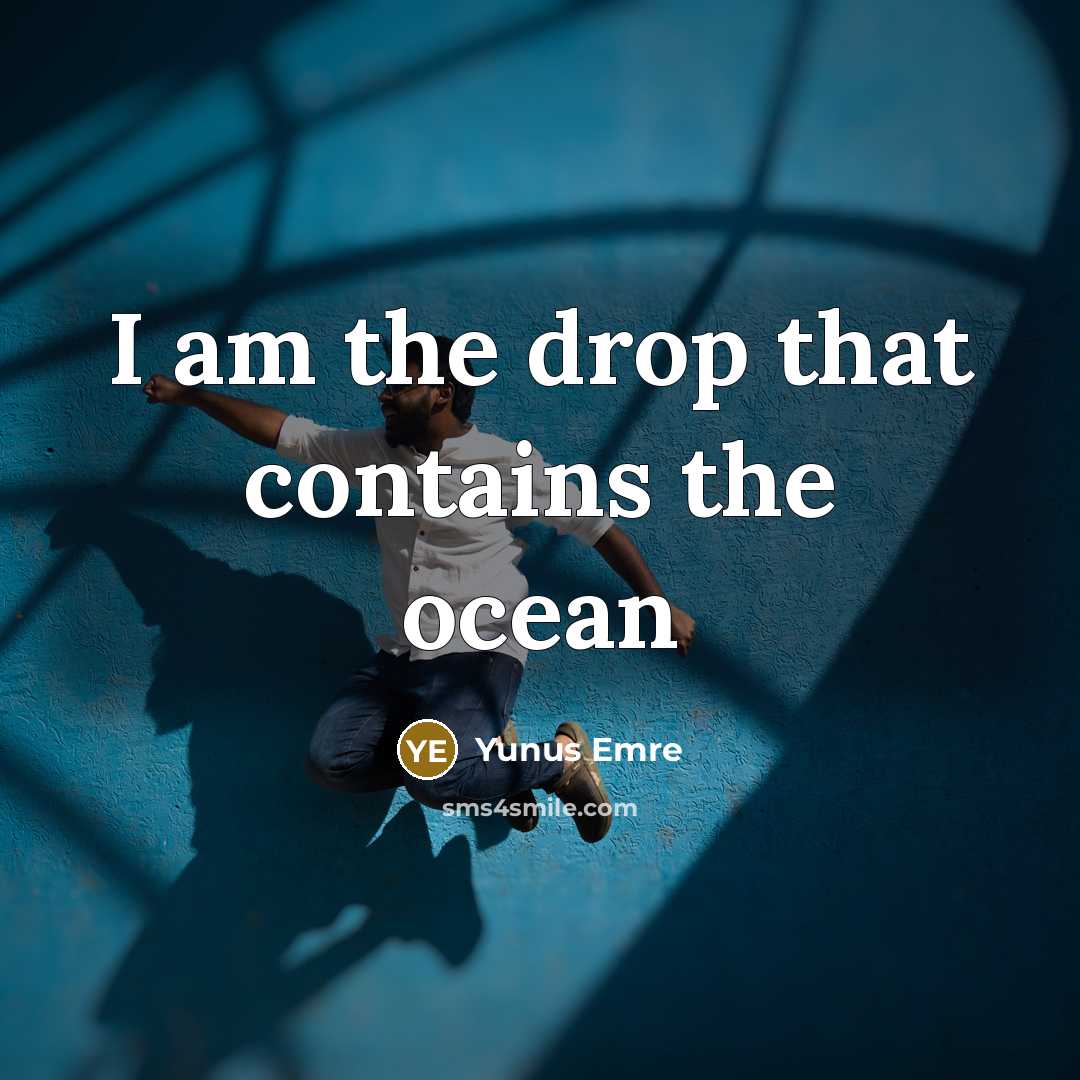 “I am the drop that contains the ocean…” quote by Yunus Emre
