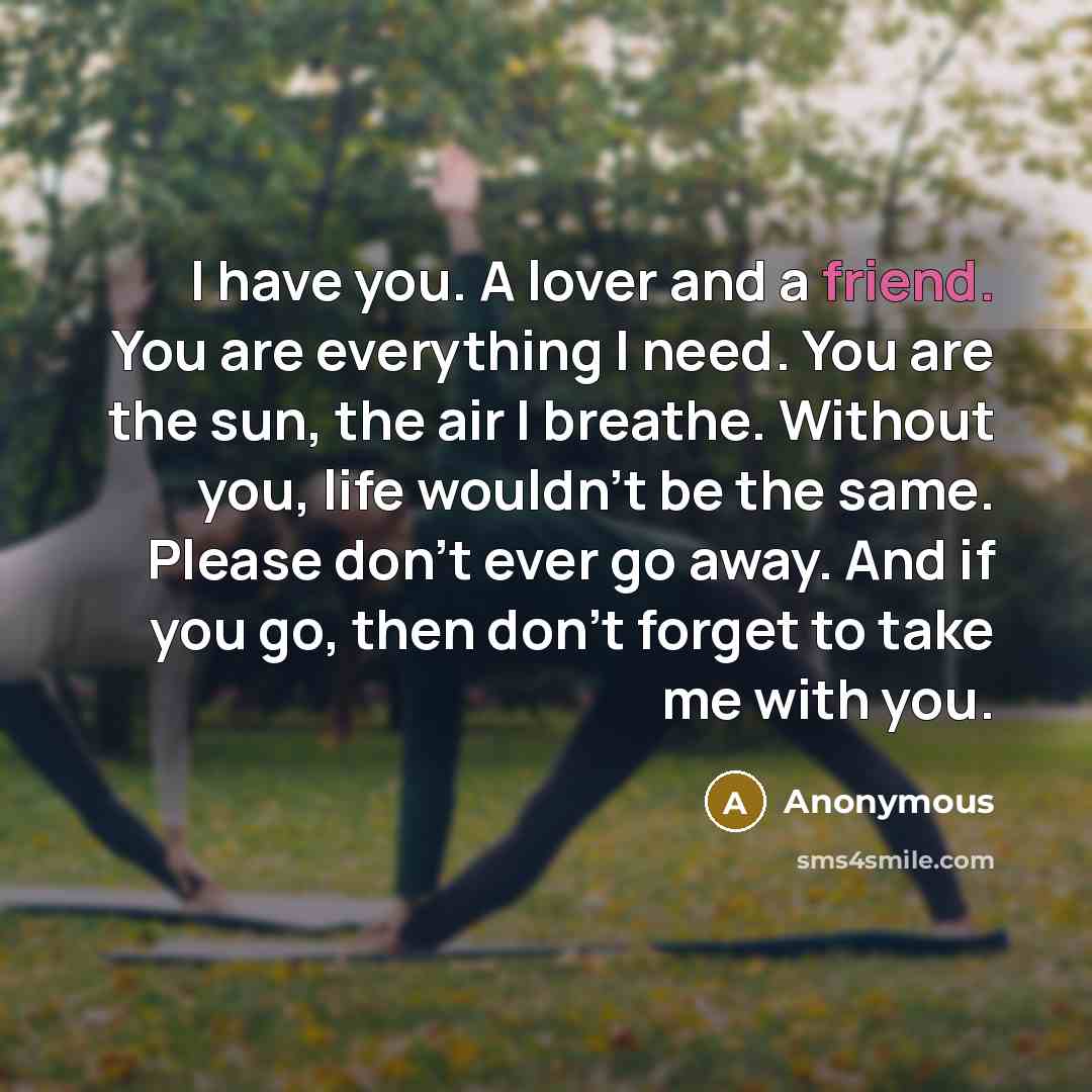 “I have you. A lover and a friend. You are…” quote by Anonymous