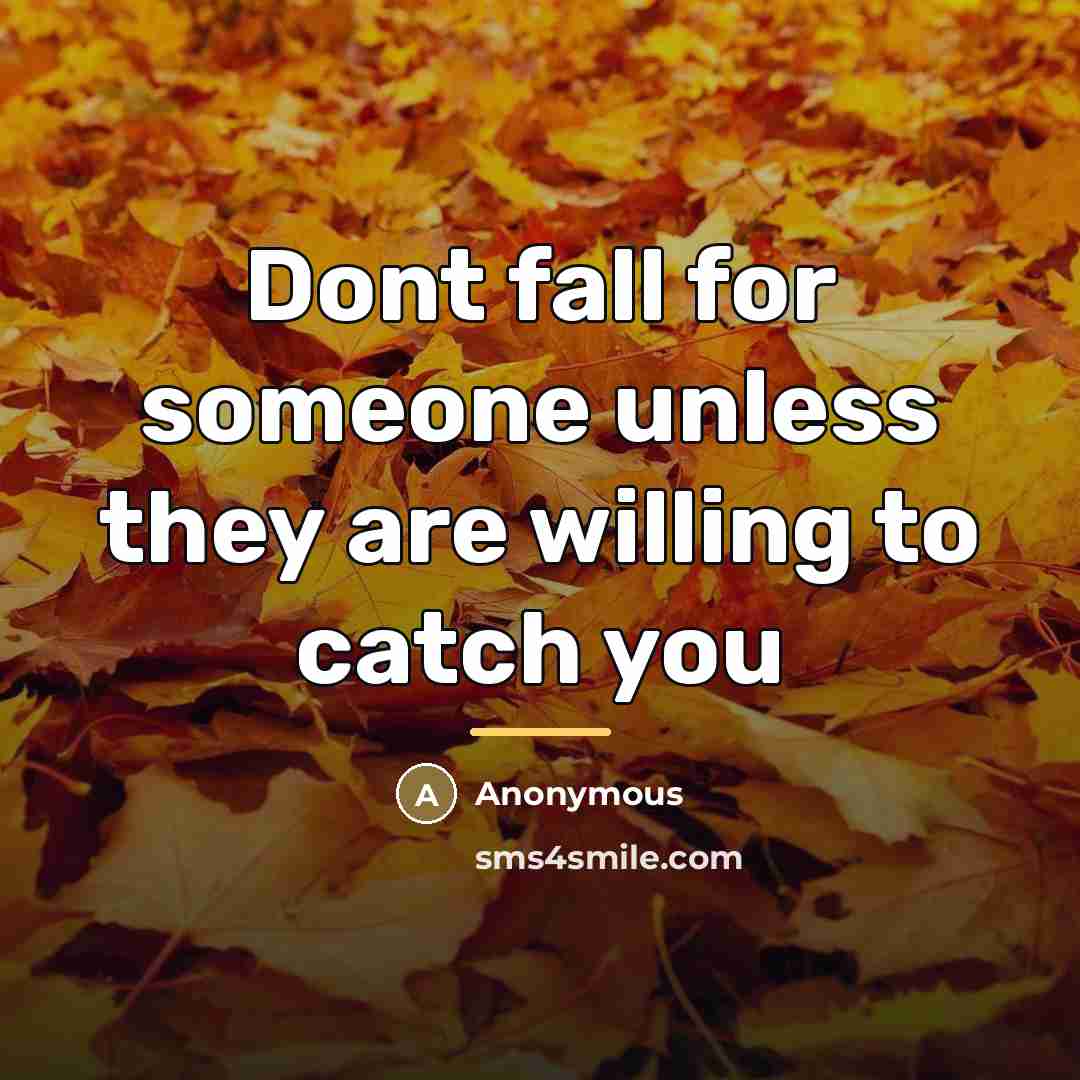 “Dont fall for someone unless they are willing to catch…” quote by Anonymous