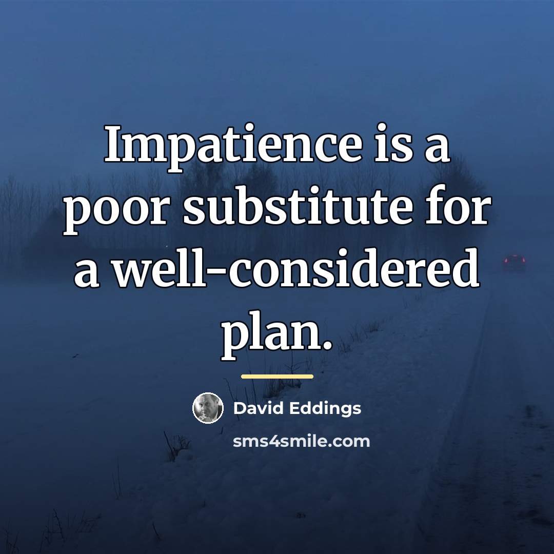 “Impatience is a poor substitute for a well-considered plan.…” quote by David Eddings