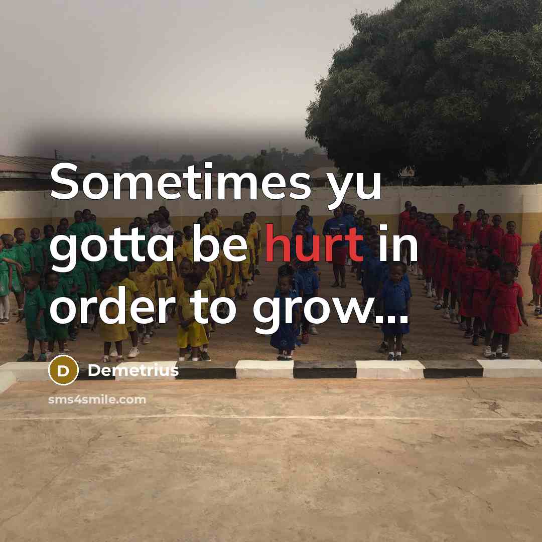“Sometimes yu gotta be hurt in order to grow...…” quote by Demetrius