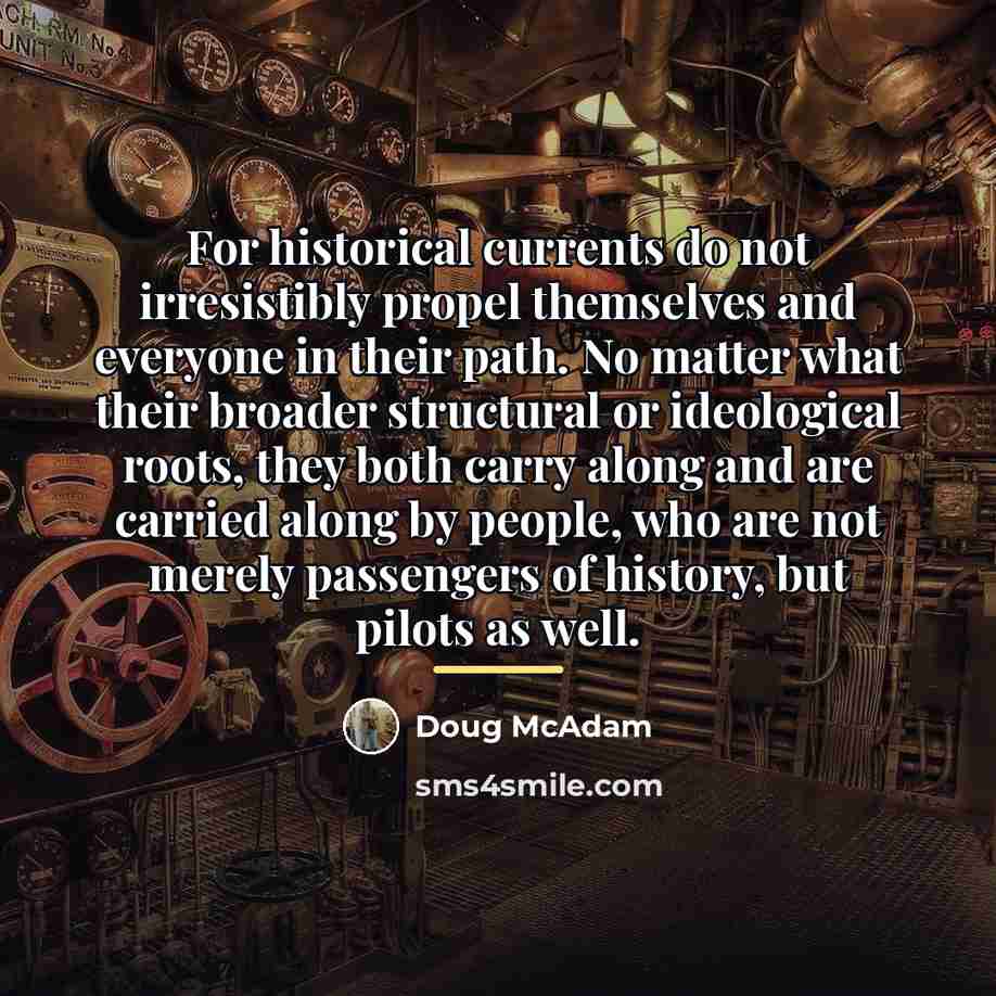 “For historical currents do not irresistibly propel themselves and everyone…” quote by Doug McAdam