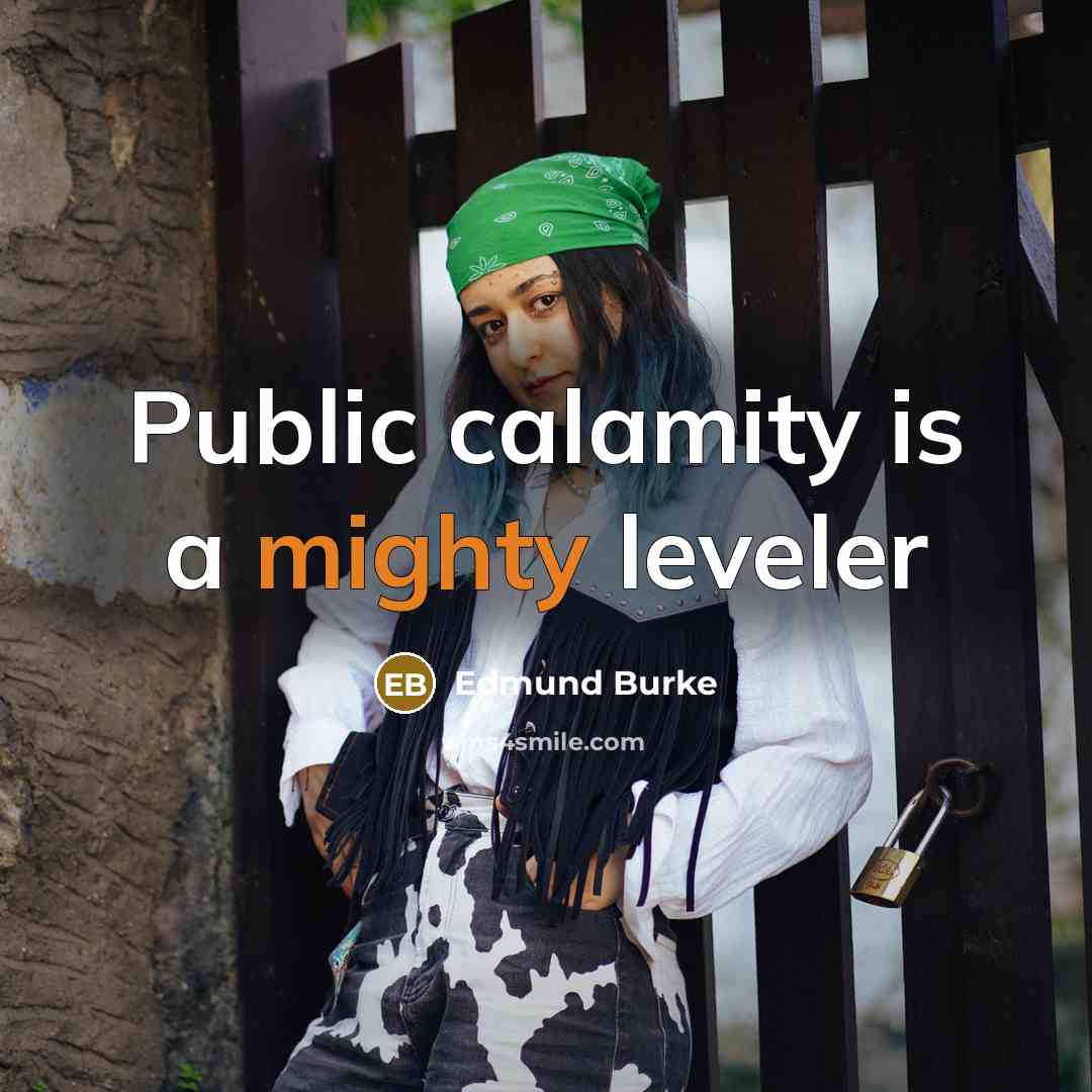 “Public calamity is a mighty leveler…” quote by Edmund Burke
