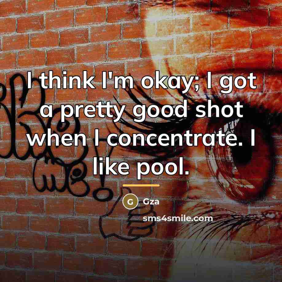 “I think I'm okay; I got a pretty good shot…” quote by Gza
