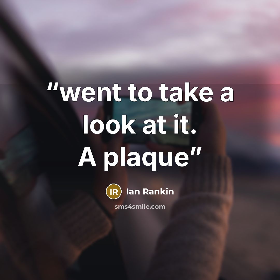 “went to take a look at it. A plaque” quote by Ian Rankin