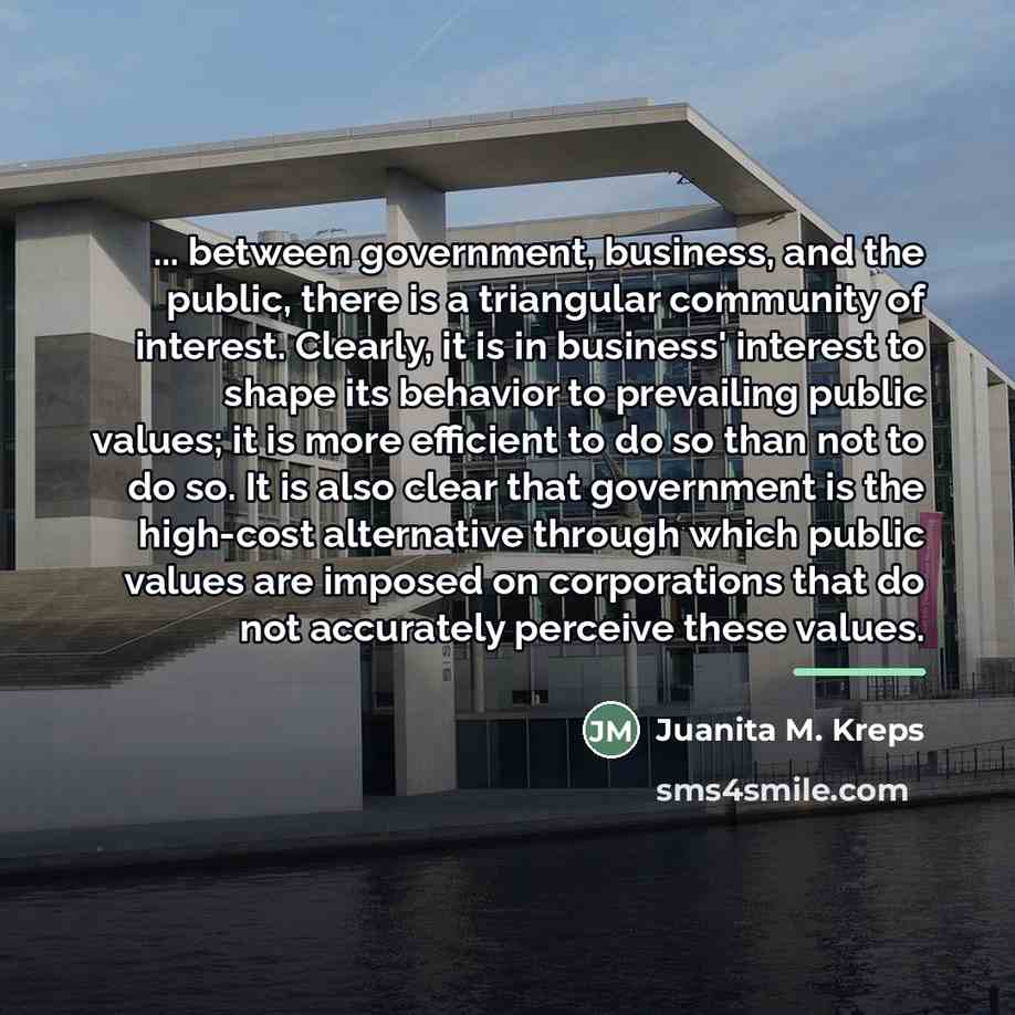 “... between government, business, and the public, there is a…” quote by Juanita M. Kreps