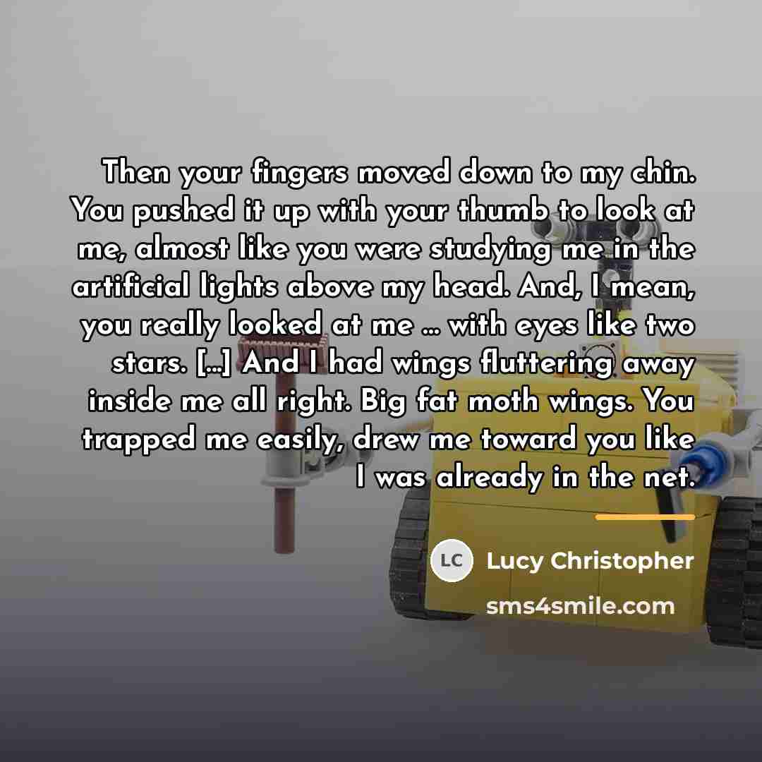 “Then your fingers moved down to my chin. You pushed…” quote by Lucy Christopher