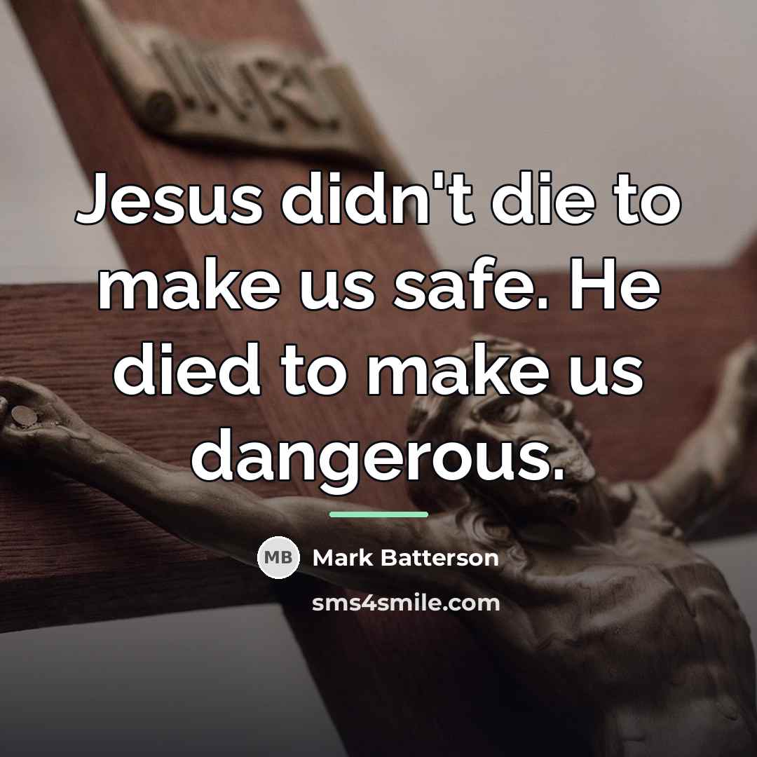 “Jesus didn't die to make us safe. He died to…” quote by Mark Batterson