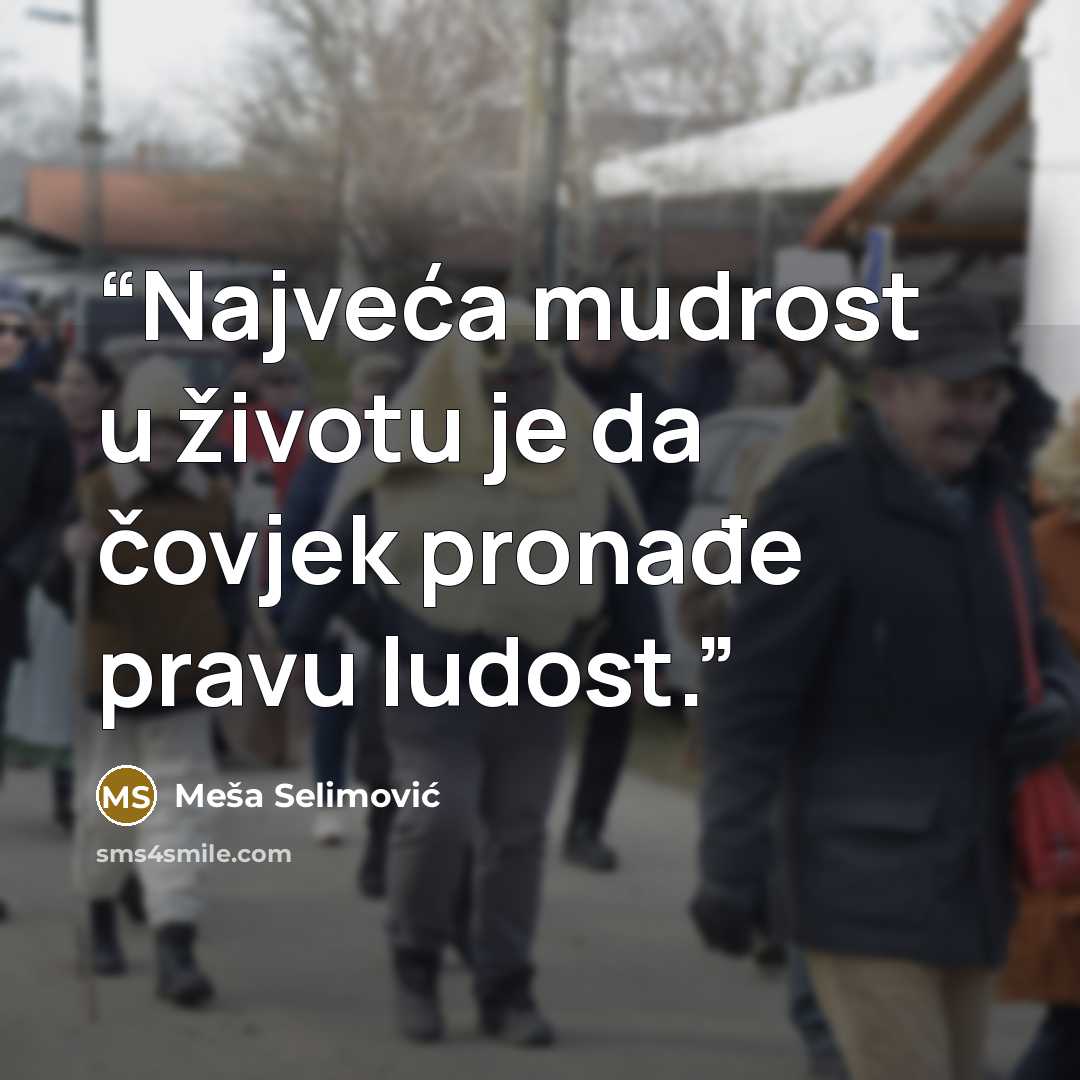“Najveća mudrost u životu je da čovjek pronađe pravu ludost.” quote by Meša Selimović