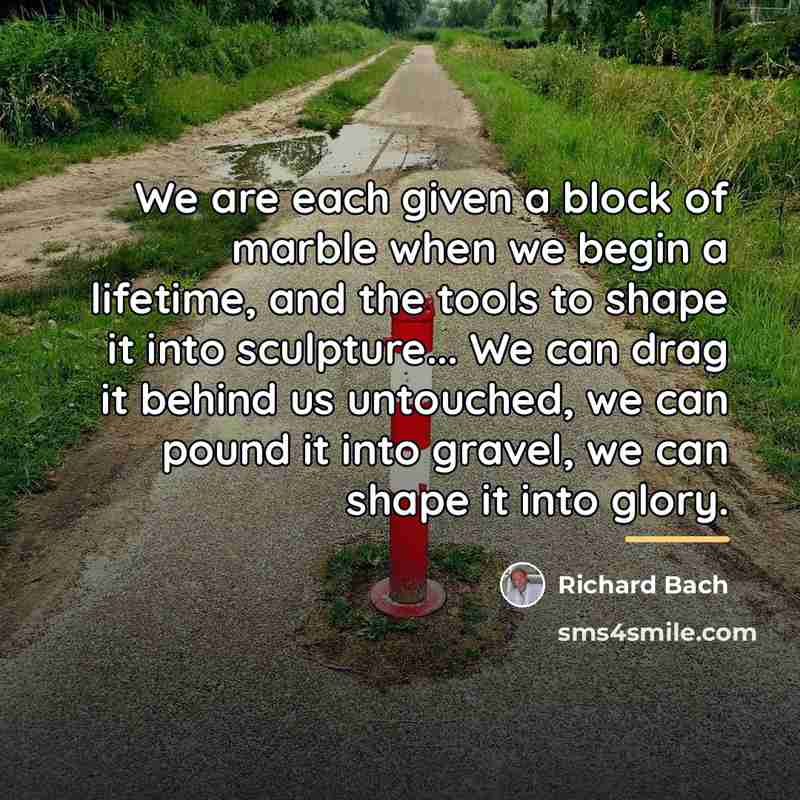 “We are each given a block of marble when we…” quote by Richard Bach