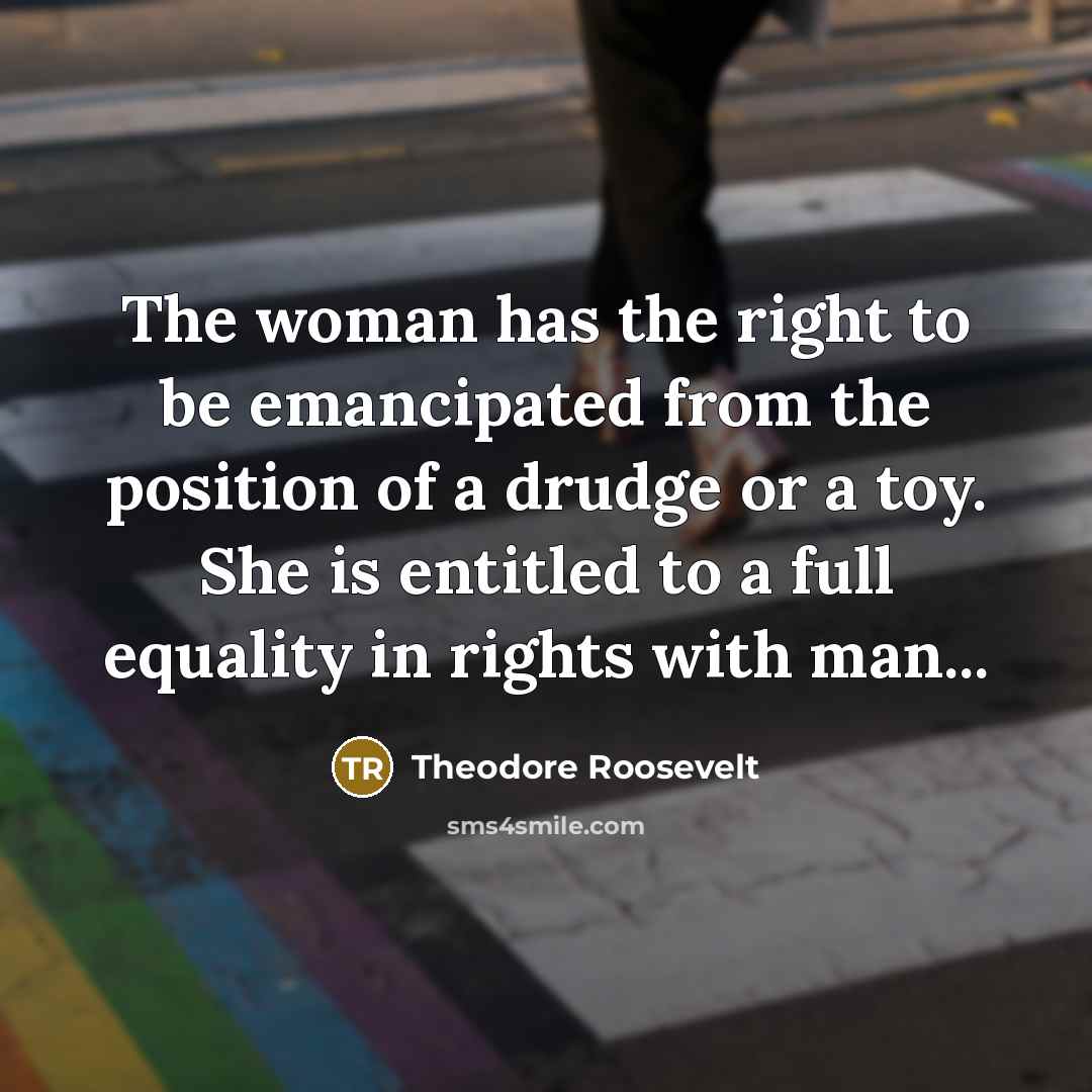 “The woman has the right to be emancipated from the…” quote by Theodore Roosevelt