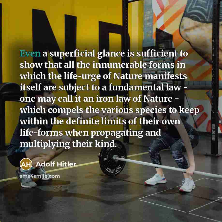 “Even a superficial glance is sufficient to show that all…” quote by Adolf Hitler