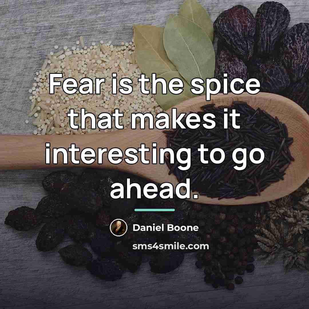 “Fear is the spice that makes it interesting to go…” quote by Daniel Boone