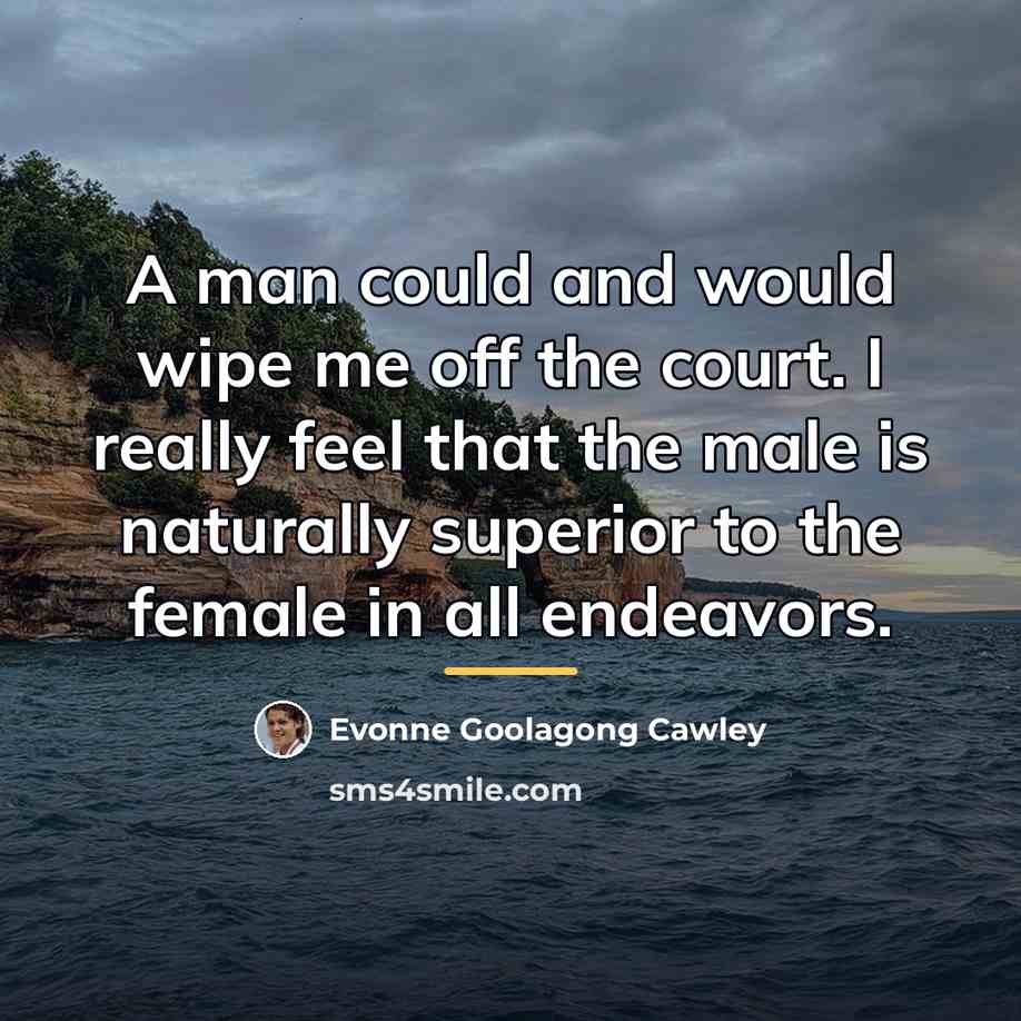 “A man could and would wipe me off the court.…” quote by Evonne Goolagong Cawley