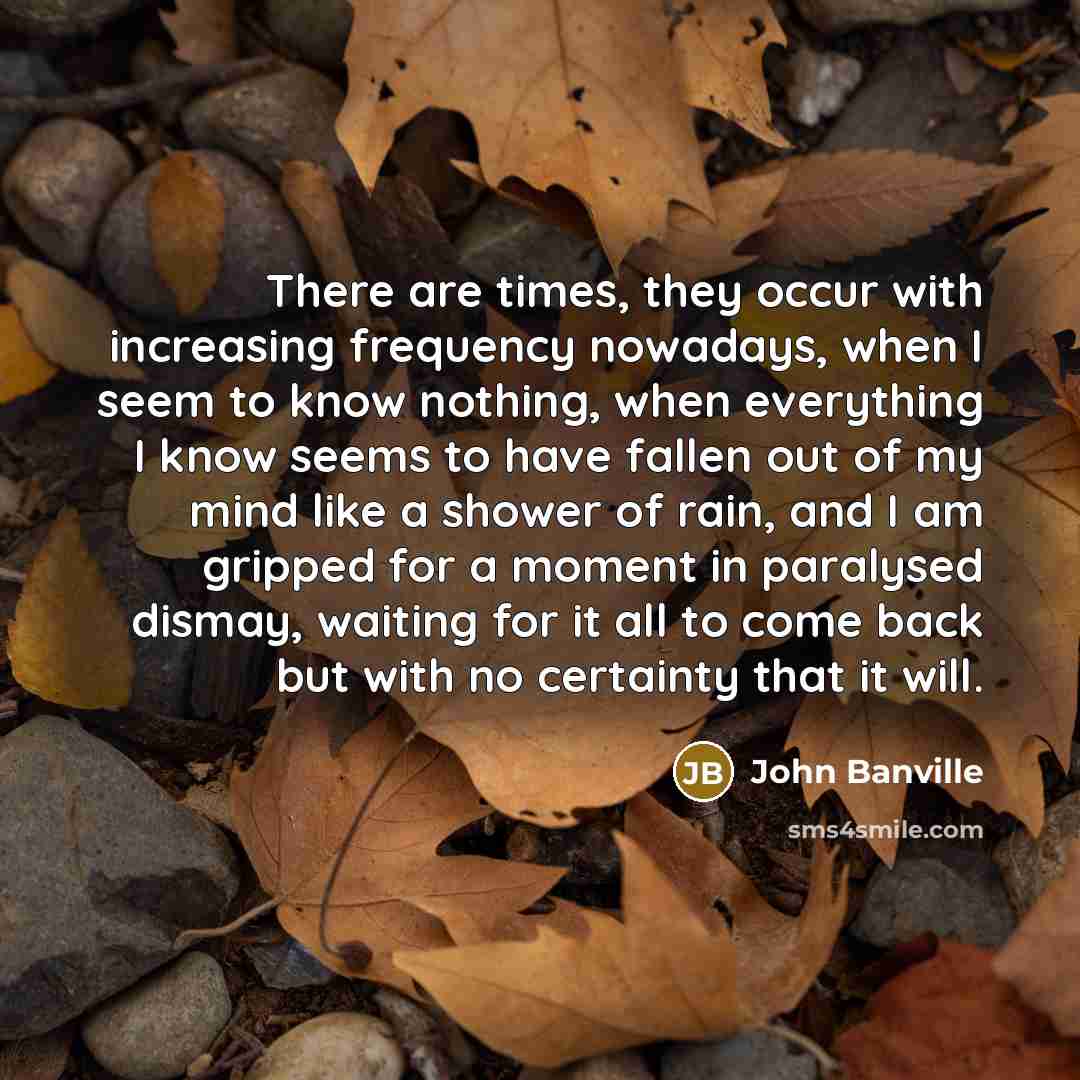 “There are times, they occur with increasing frequency nowadays, when…” quote by John Banville