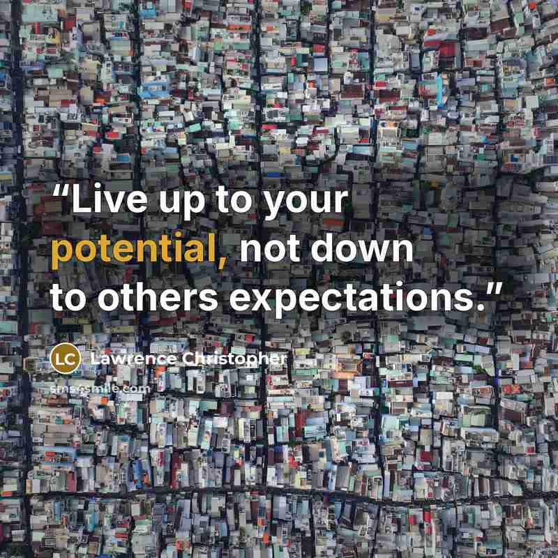 “Live up to your potential, not down to others expectations.” quote by Lawrence Christopher
