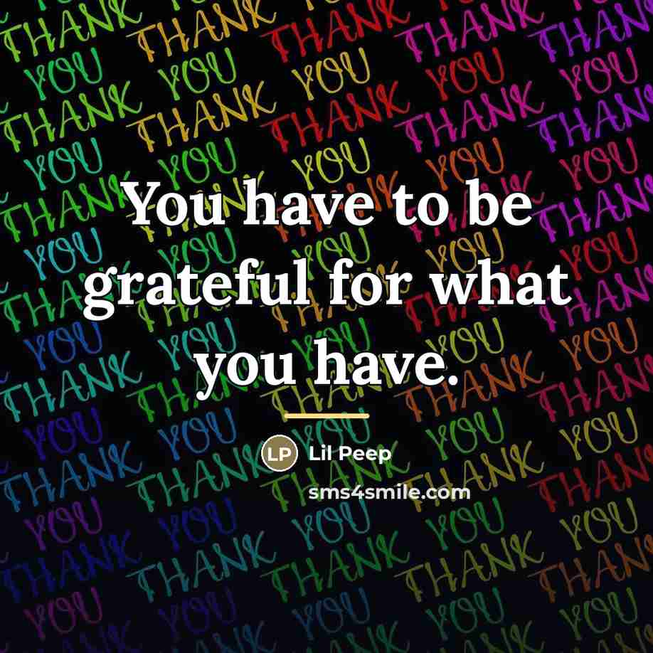 “You have to be grateful for what you have.…” quote by Lil Peep