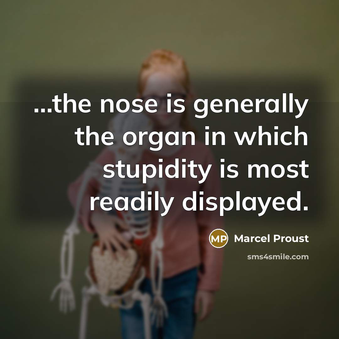 “...the nose is generally the organ in which stupidity is most readily displayed.” quote by Marcel Proust