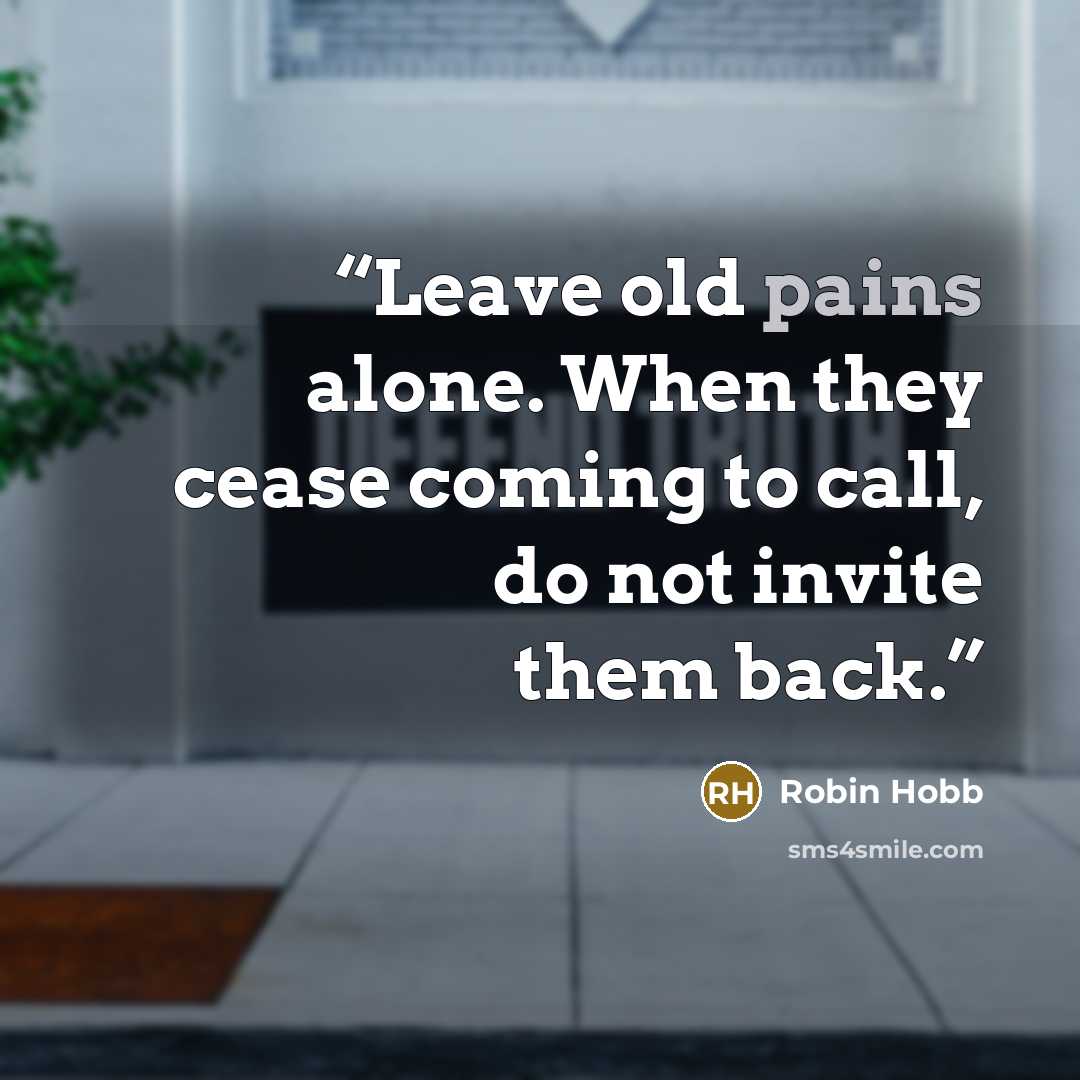 “Leave old pains alone. When they cease coming to call, do not invite them back.” quote by Robin Hobb