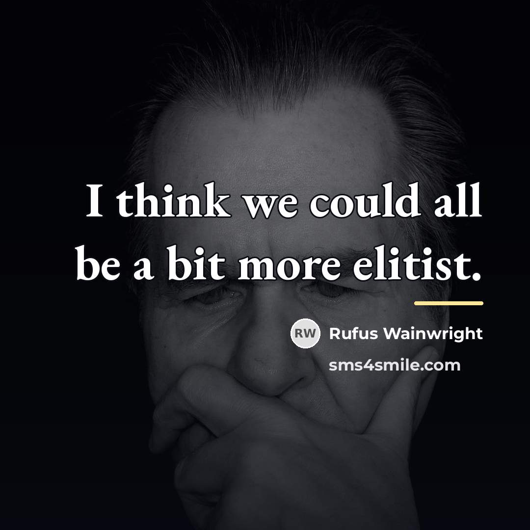 “I think we could all be a bit more elitist.…” quote by Rufus Wainwright