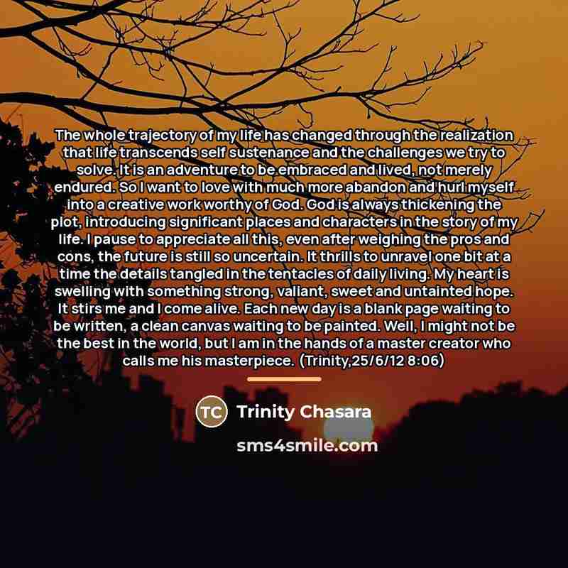“The whole trajectory of my life has changed through the…” quote by Trinity Chasara