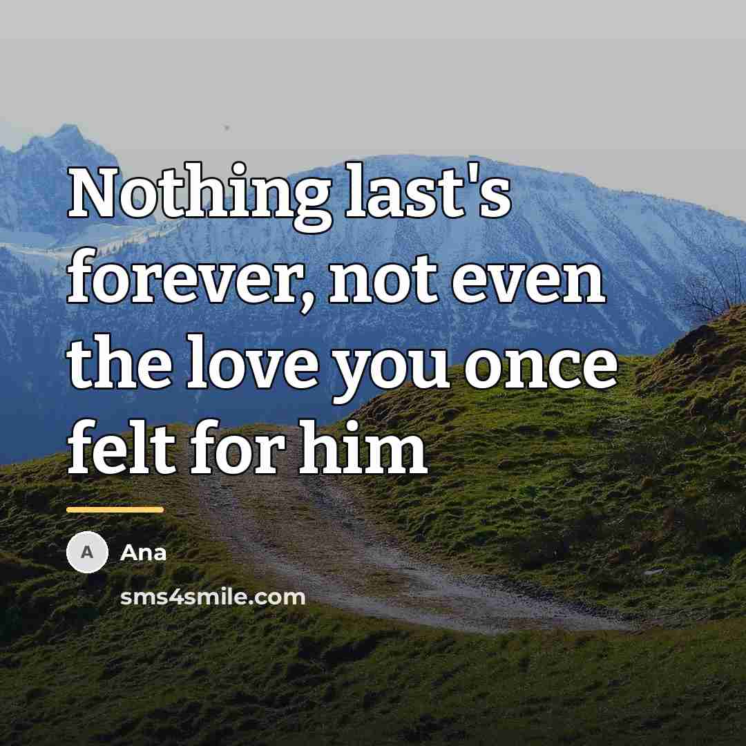 “Nothing last's forever, not even the love you once felt…” quote by Ana