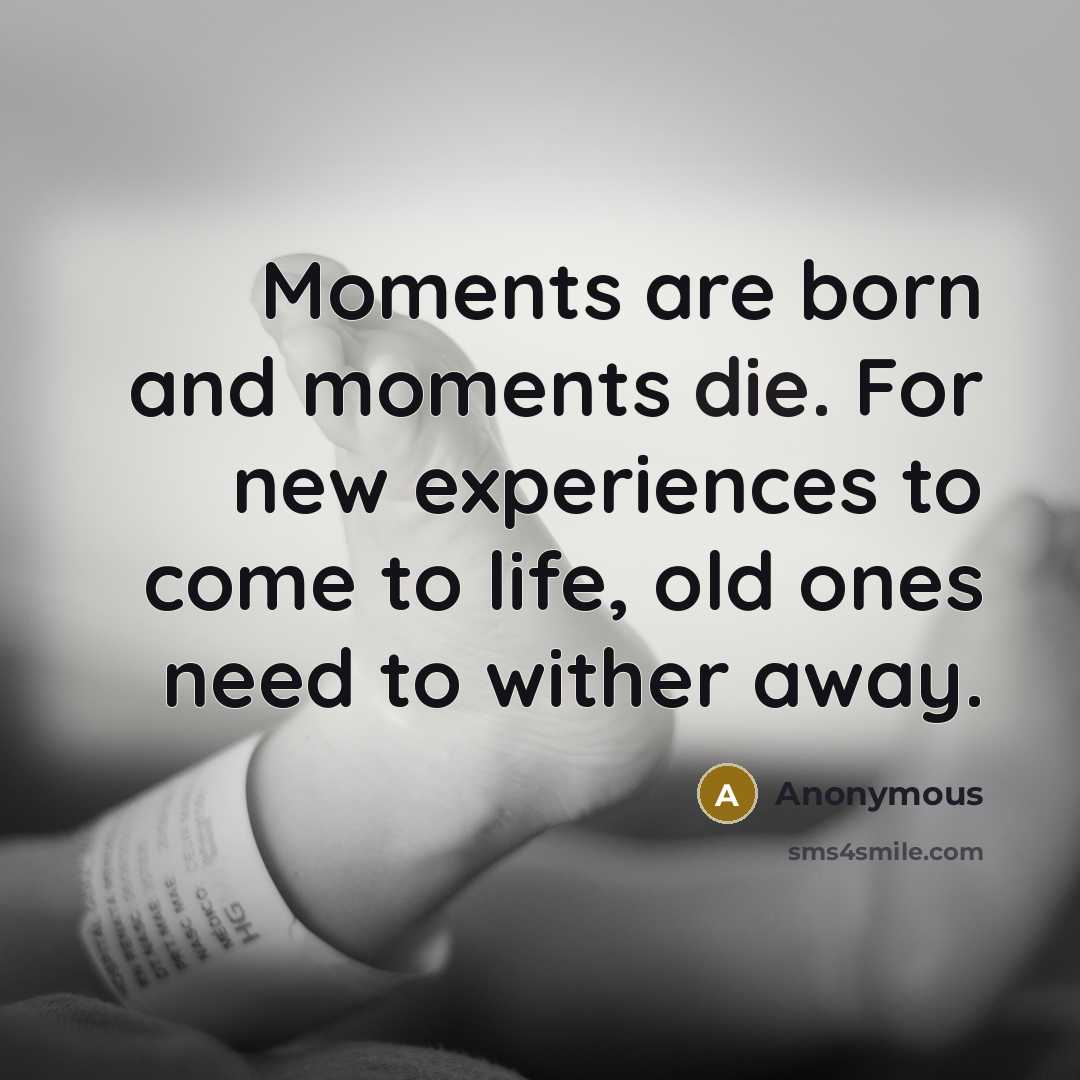 “Moments are born and moments die. For new experiences to…” quote by Anonymous