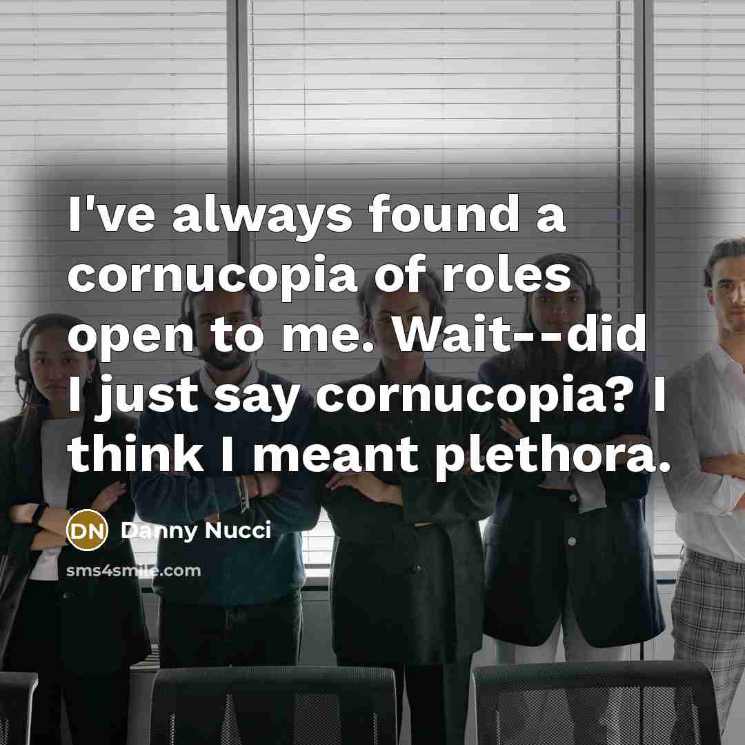 “I've always found a cornucopia of roles open to me. Wait--did I just say cornucopia? I think I meant plethora.” quote by Danny Nucci