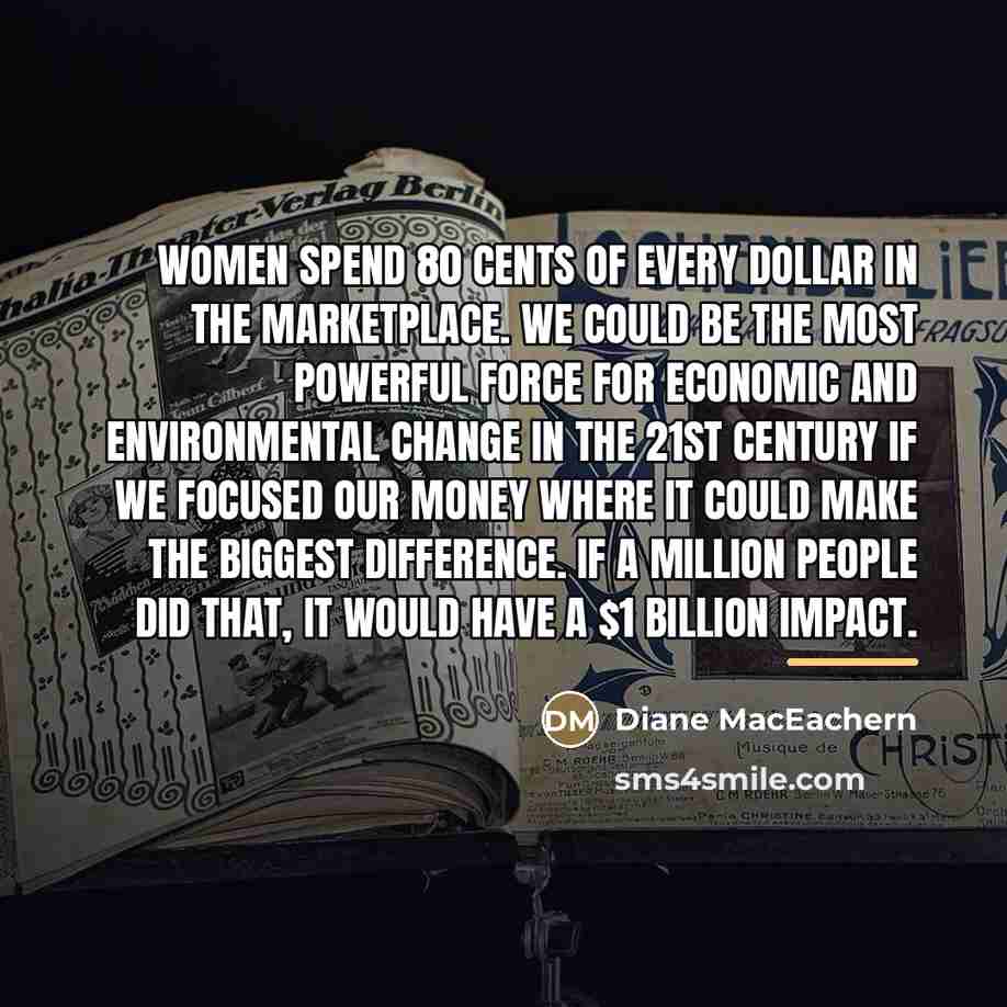 “Women spend 80 cents of every dollar in the marketplace.…” quote by Diane MacEachern