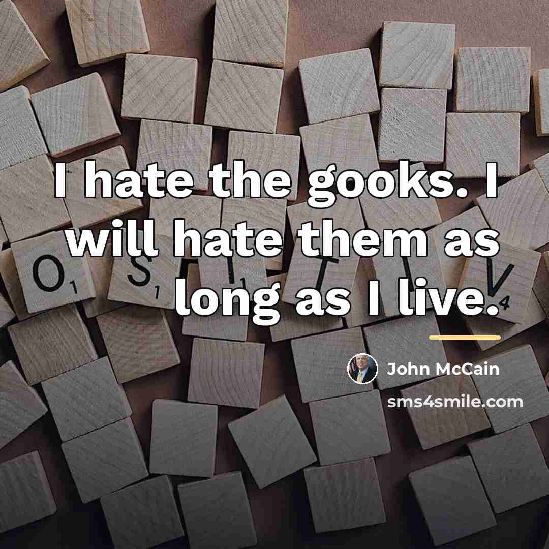 “I hate the gooks. I will hate them as long…” quote by John McCain
