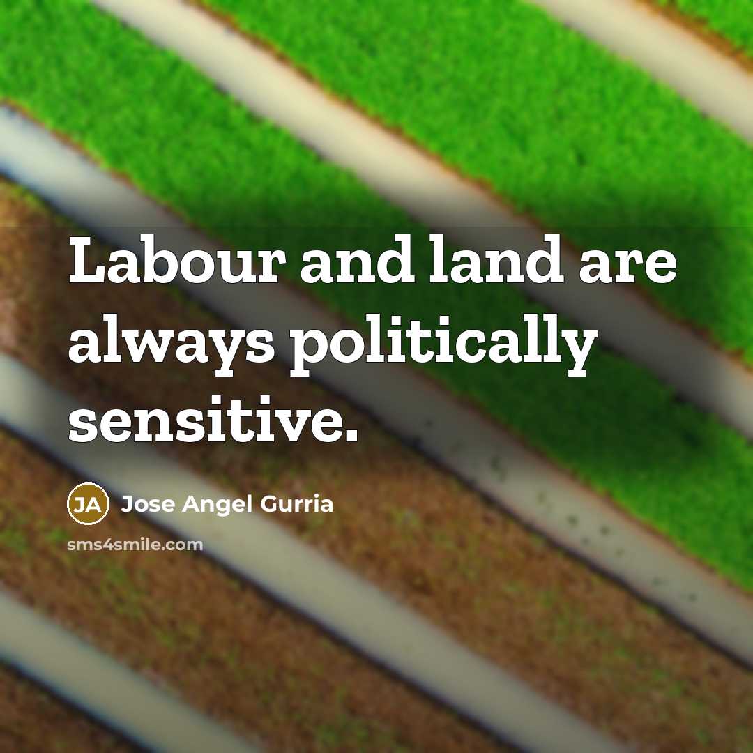“Labour and land are always politically sensitive.…” quote by Jose Angel Gurria