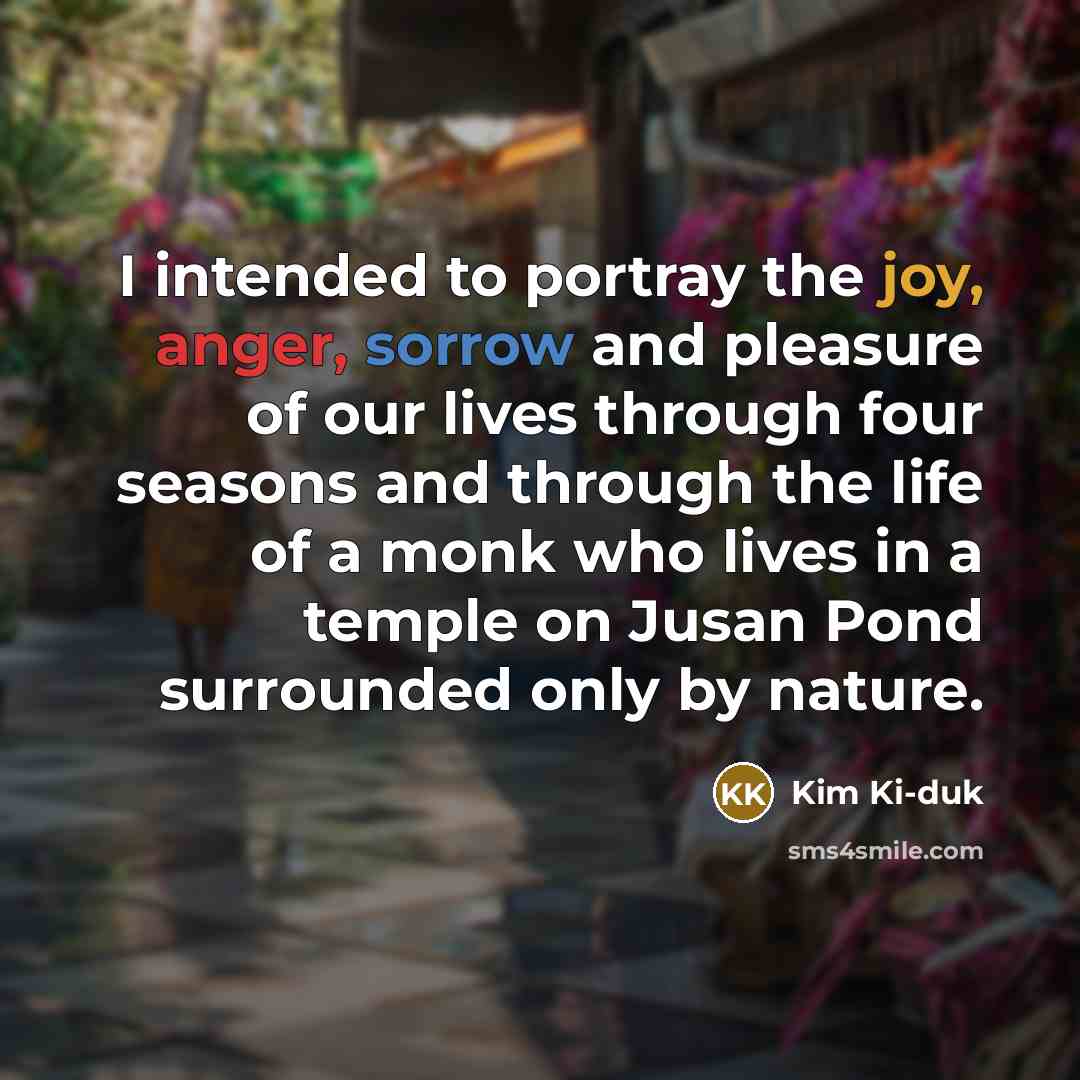 “I intended to portray the joy, anger, sorrow and pleasure…” quote by Kim Ki-duk