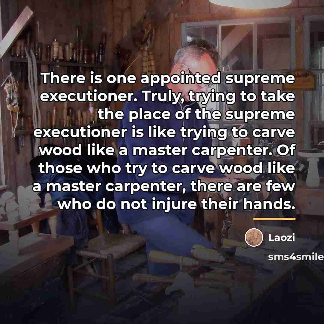 “There is one appointed supreme executioner. Truly, trying to take…” quote by Laozi